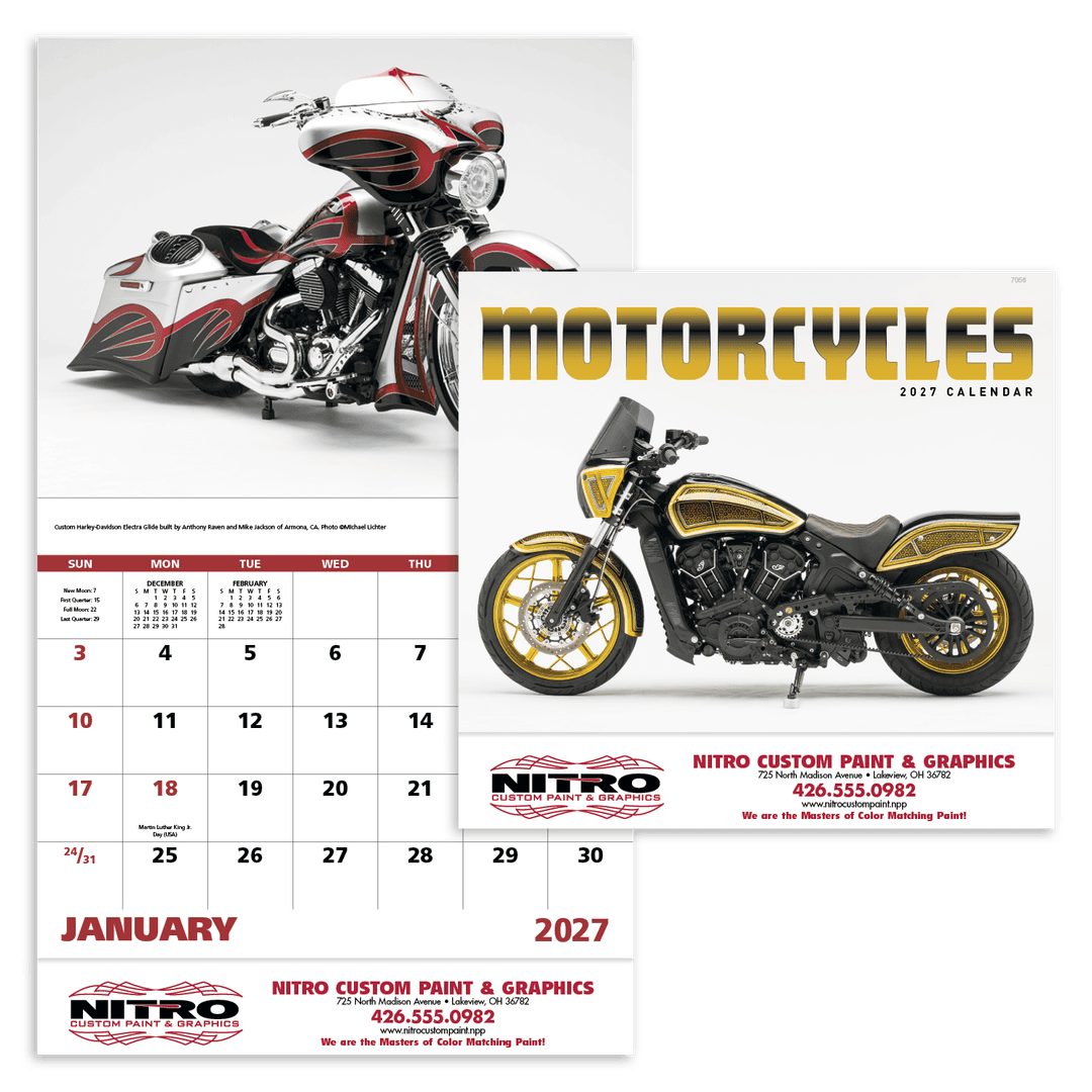 Motorcycles - Stapled Calendar