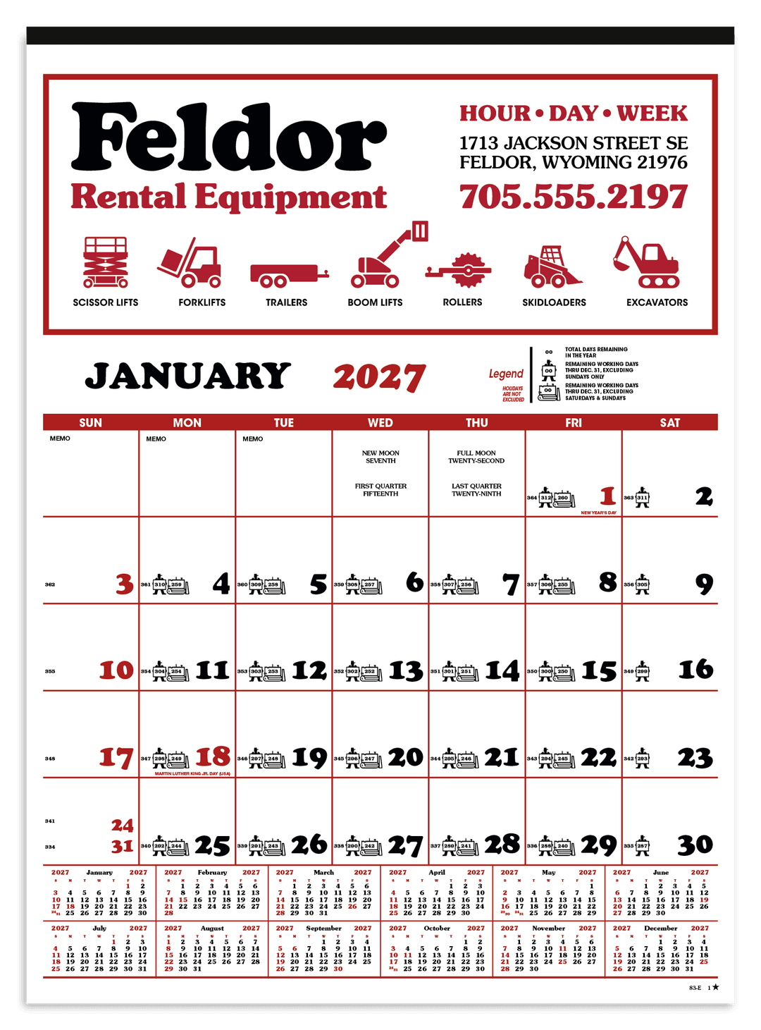 Contractor's 12-Sheet Calendar