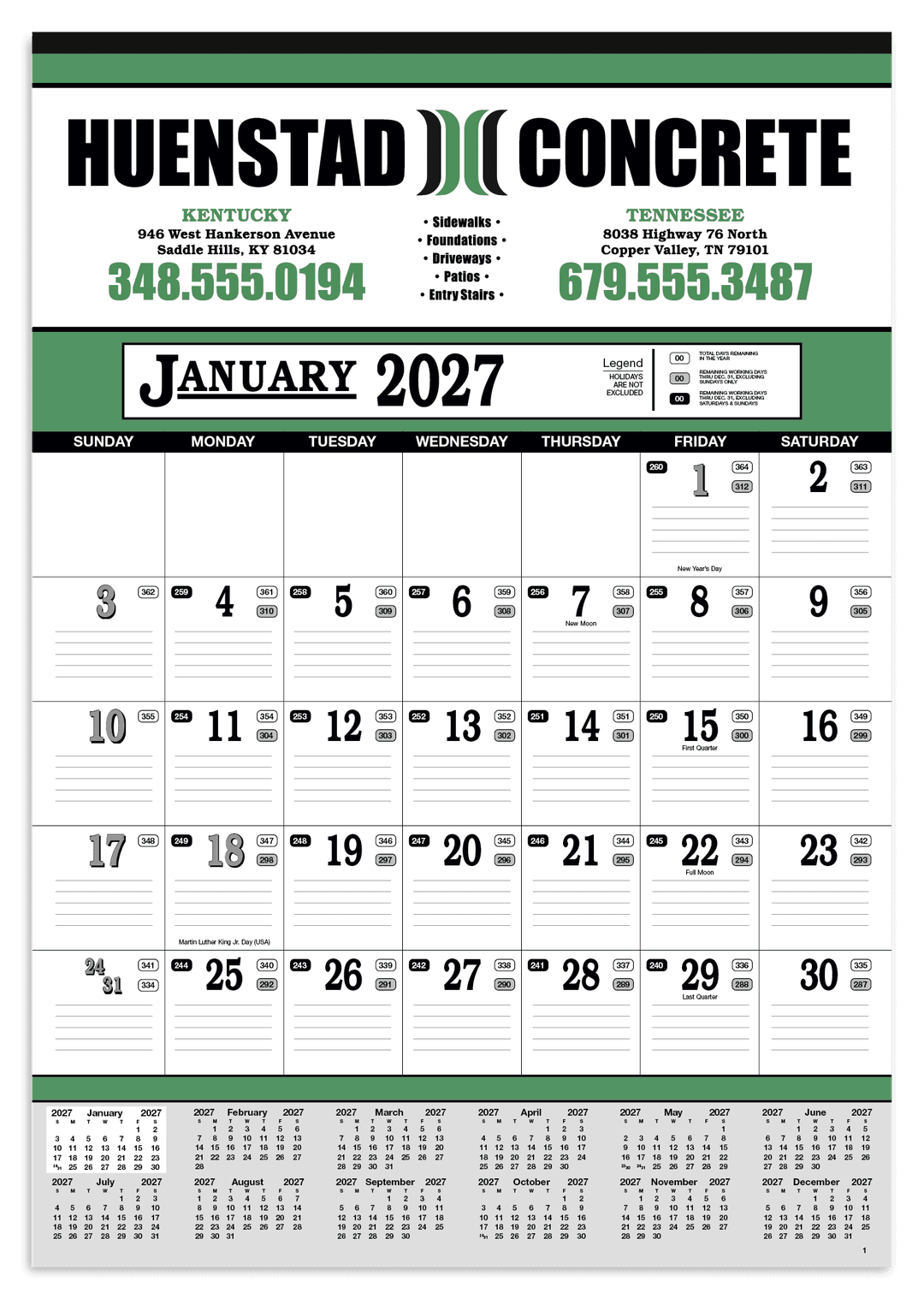 Contractor's 13-Sheet Calendar