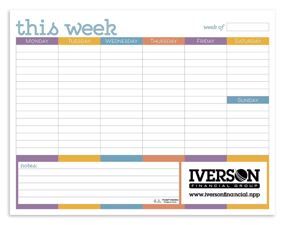 Small Weekly Desk Pad - Colors