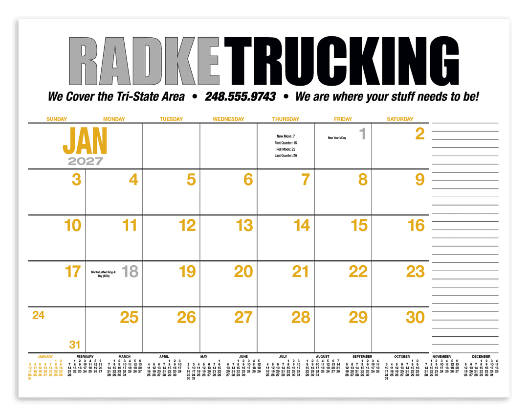 13-Month Desk Pad Calendar