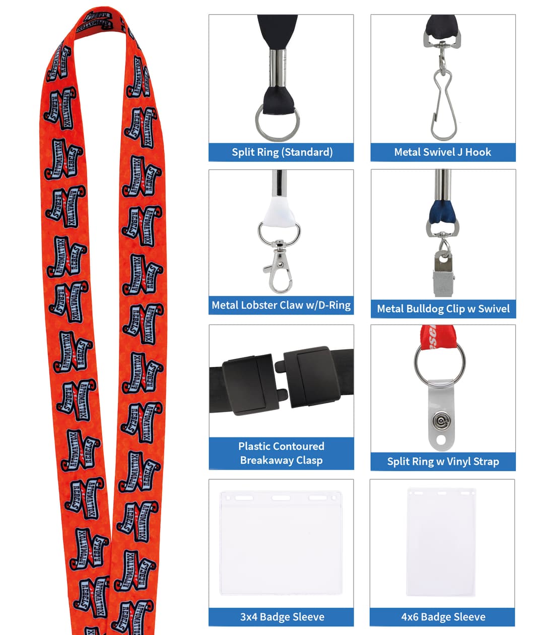 1" RPET Fine-Print Lanyard
