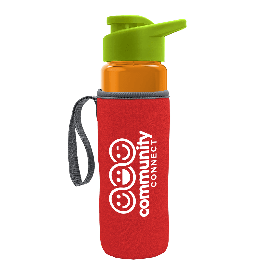 Wave Tritan® Bottle with Drink-Thru Lid and Insulated Caddy - 24 oz.