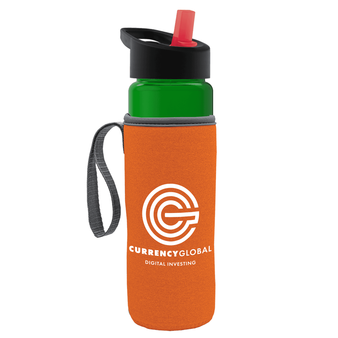Wave Tritan® Bottle with Flip-Straw Lid and Insulated Caddy - 24 oz.