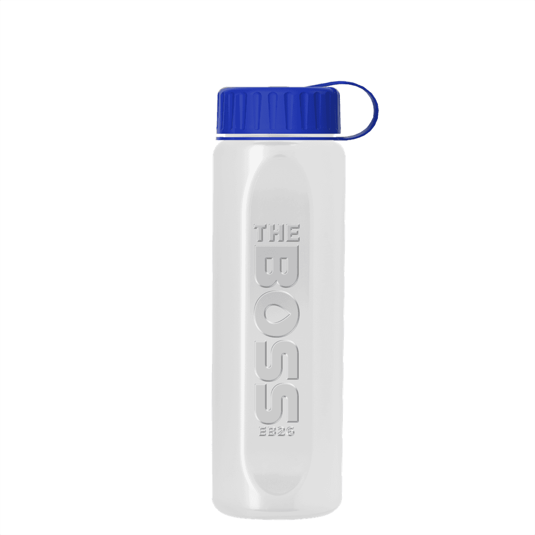 Boss Embossed RPET Bottle with Tethered Lid - 26 oz.