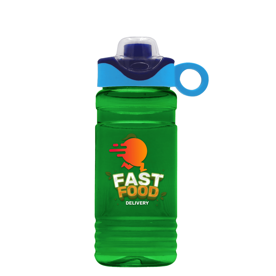 RPET Bottle with Two-Tone Drink-Thru Lid with Silicone Loop - 20 oz.