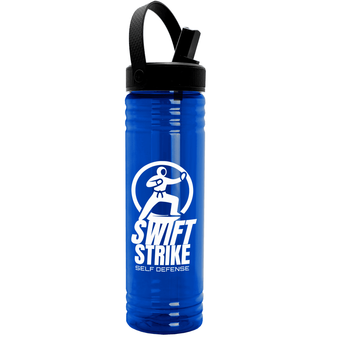 Slim Fit RPET Bottle with Flip-Straw, Swivel-Handle Lid - 24 oz.