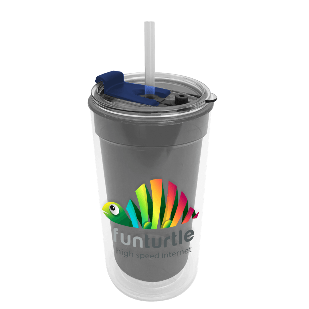 Transparent Tumbler with 2-in-1 Lid with Straw - 14 oz.