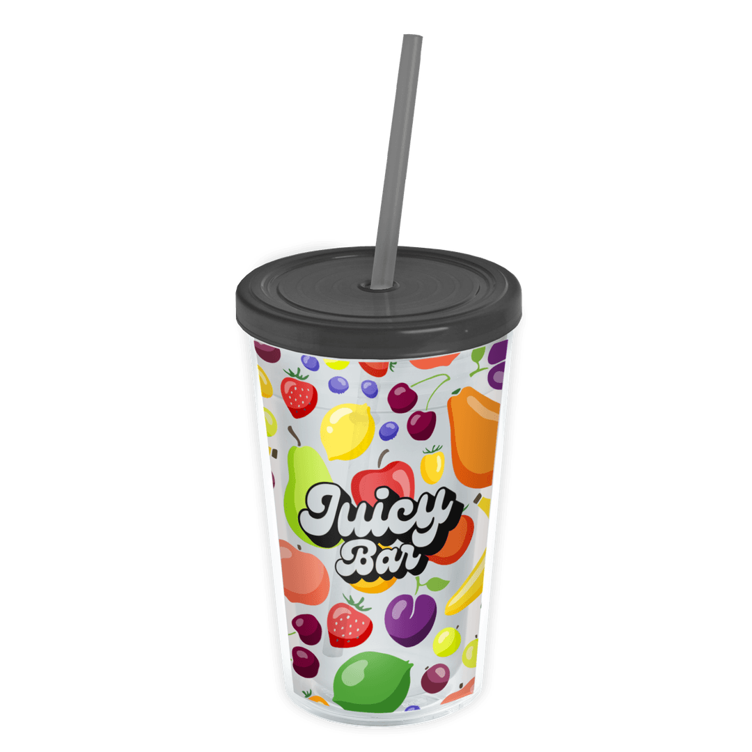 Transparent Tumbler with Straw Lid and Full-Color Insert - 16 oz.