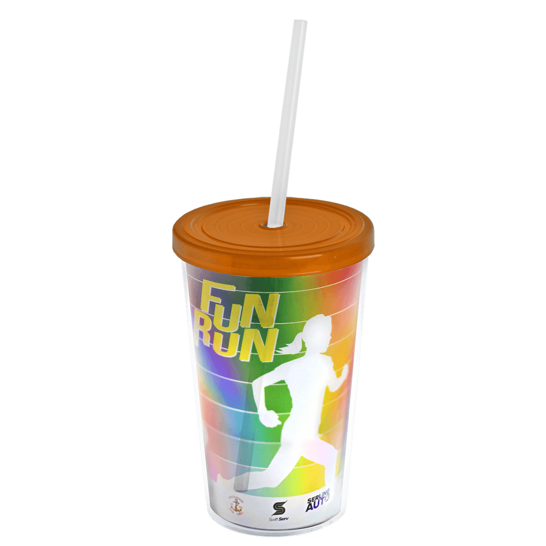 Transparent Tumbler with Straw Lid and Full-Color Paper Insert - 16 oz.