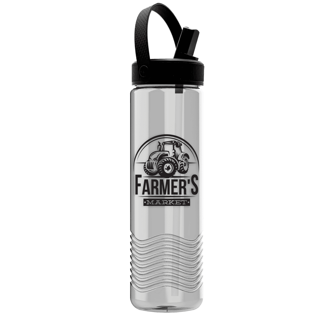 Wave Tritan® Bottle with Flip-Straw, Swivel-Handle Lid - 24 oz.